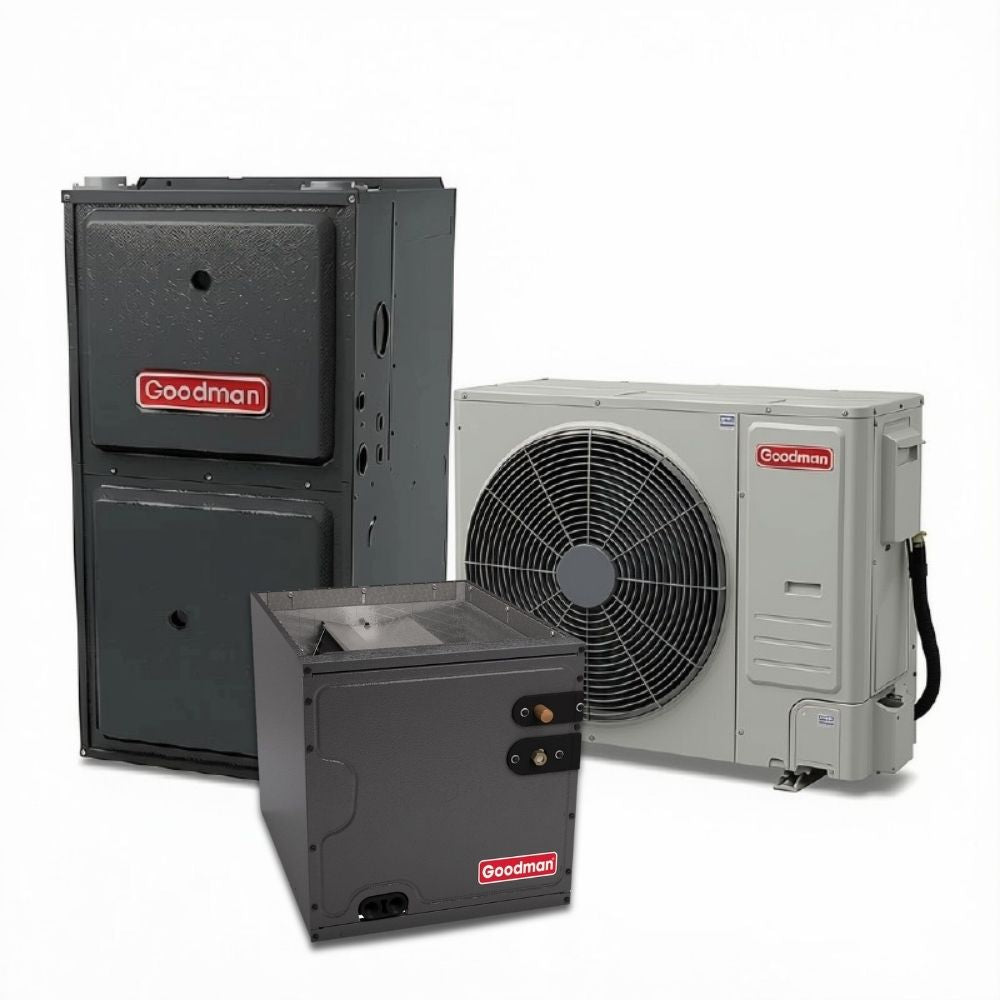 Goodman GXV9S - 3 Ton - 18 SEER2 - Modulating/Variable 97% AFUE Furnace (Horizontal) + CHPEA4830C3A Coil with Install