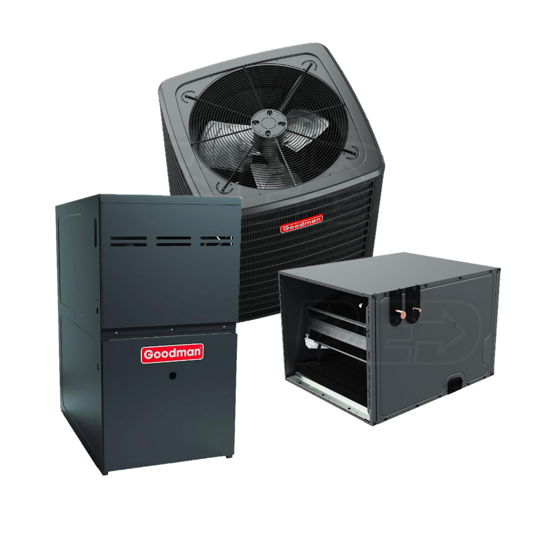 Goodman 3.5-Ton 14.3 SEER2 Gas System - 80% AFUE Furnace Variable Speed Upflow only | Plano TX Inventory